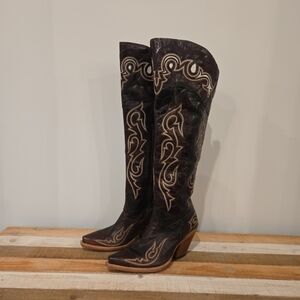 Dan Post Womens Kommotion Snip Toe Over the Knee High Heel Boots